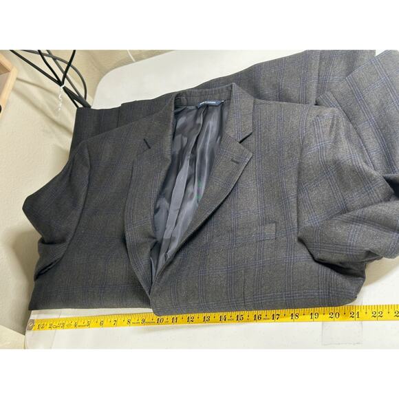 Ralph Lauren Suit Jacket Mens 40R Gray Plaid 100% Wool Sport Coat Blazer Church - Picture 7 of 9